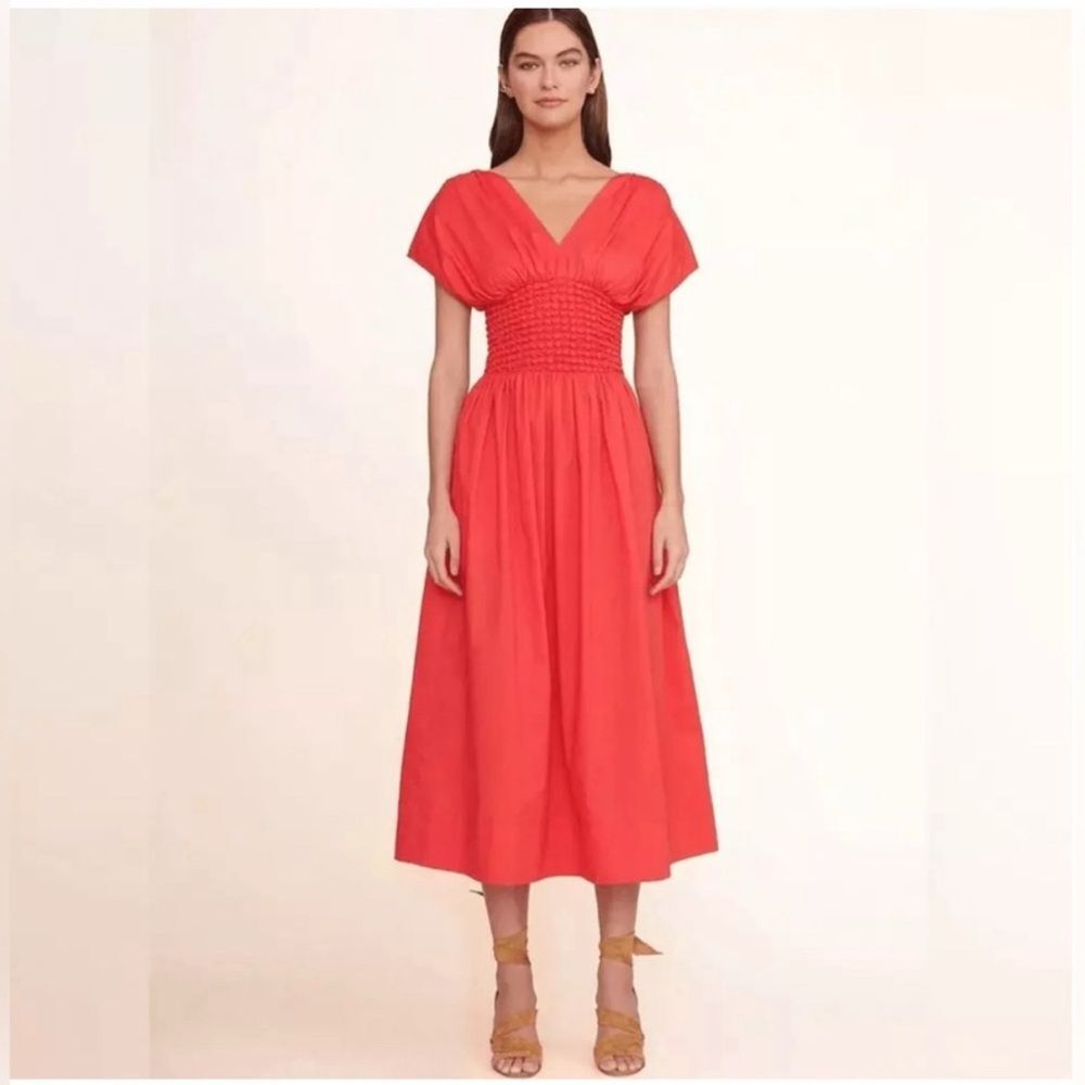 STAUD (NWT) MIDI V Red Jackson Women's Dress size Large